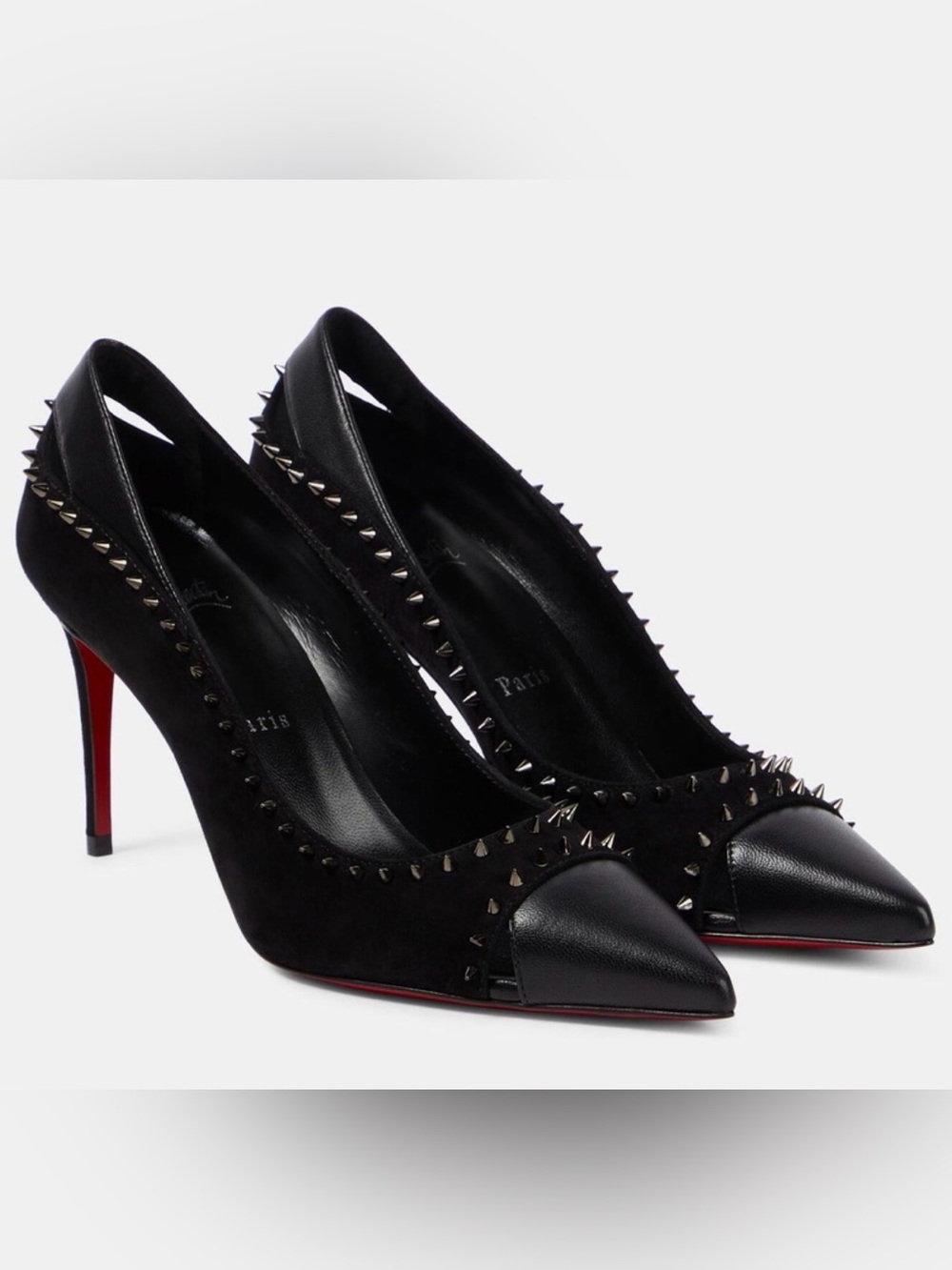 NEW! Christian Louboutin
Duvette Spikes 85 leather pumps